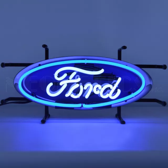 Ford oval neon sign Dealership Dads garage wall lamp light F150 V8 Truck Mustang