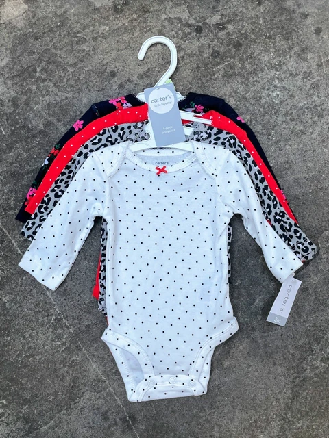 Carters Baby Infant Girl Sz 3 Month, 4 Piece Set, Long sleeve Polka Dot Floral