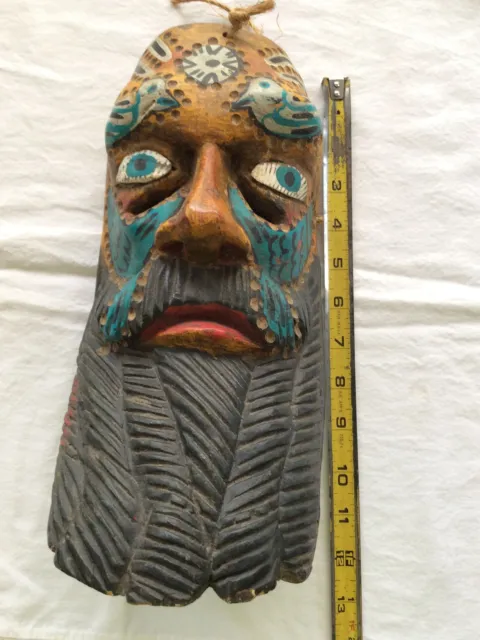 Vintage Mexican Hand Carved Hand Painted Wall Hanging folk Art Mask