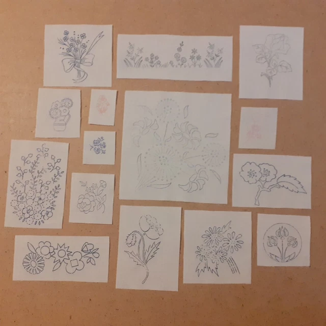 Transfer Gestempelt Bedruckt Blumenaufnäher Motive zum Nähen oder Färben 15 Motive [2]