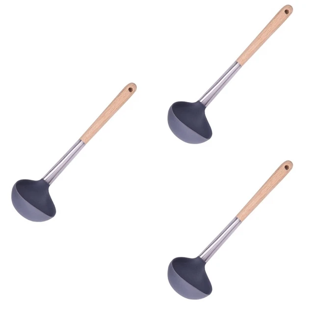 3 piezas cuchara de sopa resistente al calor silicona cuchara de cocina para el hogar restaurante