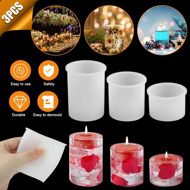 3x Silikonform Tee Licht Kerzenhalter Formen Epoxidharz Casting Formen Handwerk