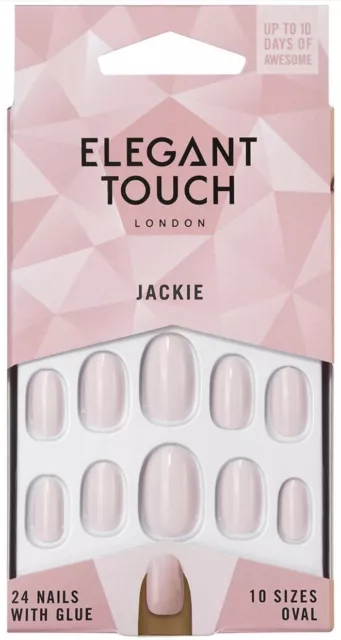 24 faux ongles roses pastel ELEGANT TOUCH London Jackie avec colle