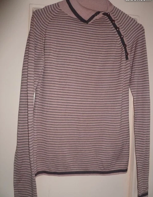 Pull Long Zara Femme à Rayures Multicolores (rose, Gris, Bleu, Blanc) Taille S - Occasion En Très Bon état