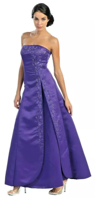 Ballkleid Abendkleider lang Hochzeitsgast Brautjungfernkleid violett Gr.40 NEU