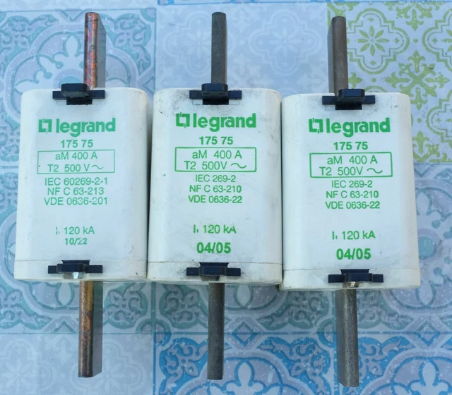 3X Legrand 0 175 75 Cartouche à couteau 400A type aM taille 2 500V Lot de 3 2