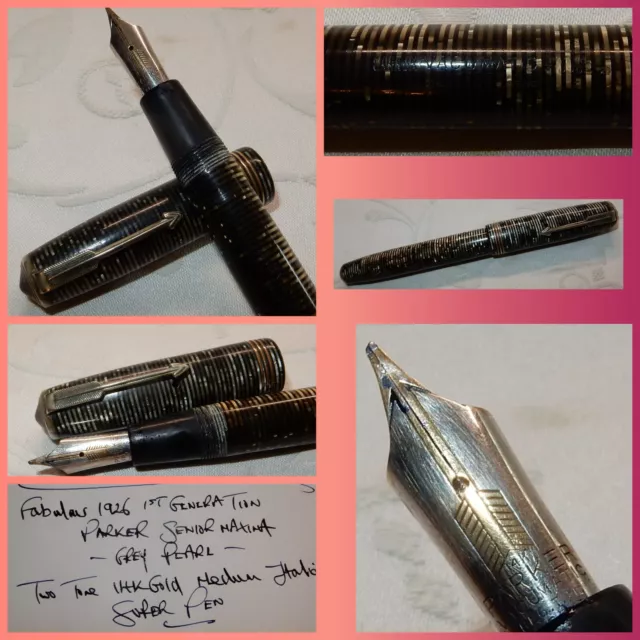 EARLY 1926 PARKER VACUMATIC SENIOR MAXIMA 1st GEN FOUNTAIN PEN - 14K MED ITALIC