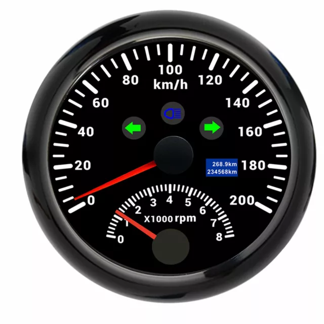 85MM Black GPS Speedometer 0-200km/h with Tachometer 8000RPM For Boat Car ATV AU 2