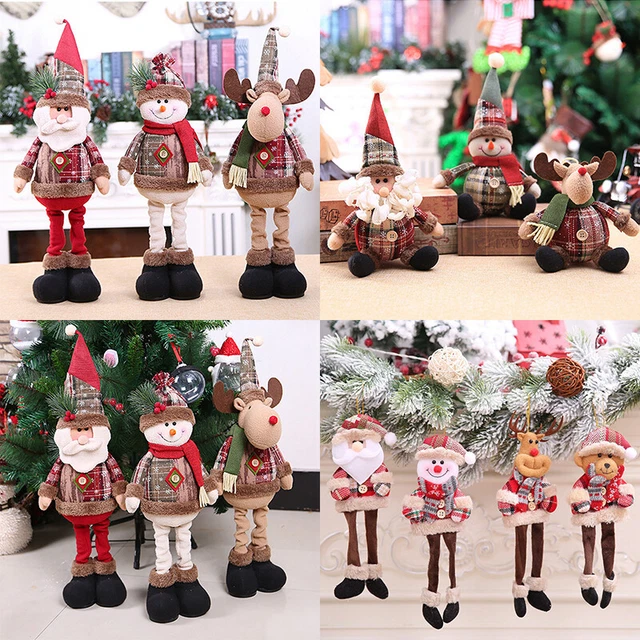 Poupée extensible Noël tissu Décoration maison Père Noël Bonhomme neige Renne