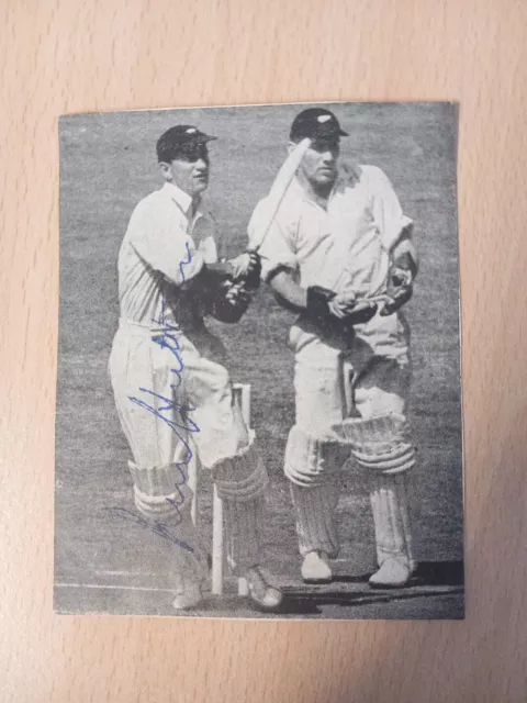Len Hutton Yorkshire and England Test Cricketer Signed Magazine Photo 9x11cm
