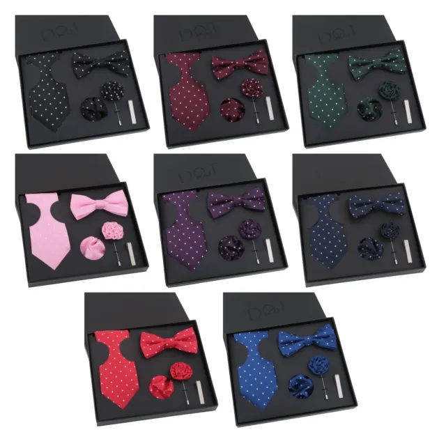 Set cravatte classiche DQT Premium a pois stile moderno 5 pz confezione regalo
