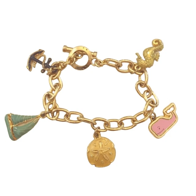 RARE Vineyard Vines By the Sea" Enamel Charm Toggle Bracelet - HTF