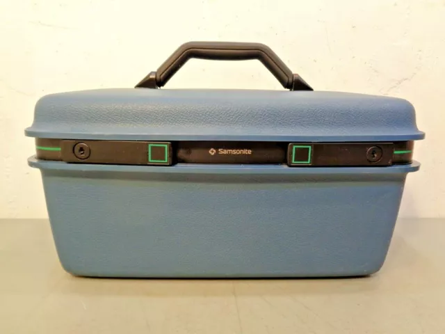 Vintage Samsonite Blue Train Makeup Case With Tray & Mirror Concord SLX Luggage