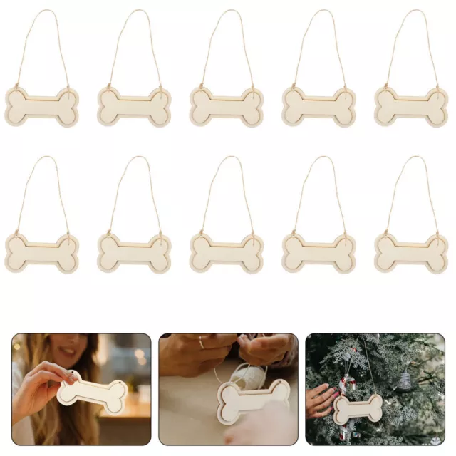 30Pcs Dog Bone Wood Slice DIY Geometric Wooden Cutouts for Christmas-KR