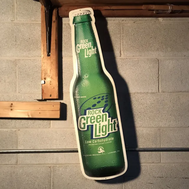 2003 Rolling Rock Green Light Beer Metal Bottle Sign Latrobe Brewing Company 🍻