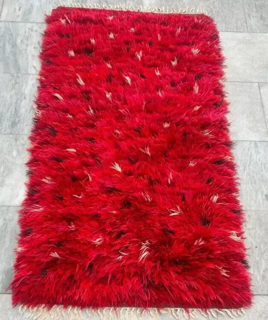 Vintage Beautiful Swedish Scandinavian Soft Rug,Stunning Fluffy Rug 3x4 ft