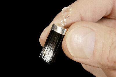 BLACK TOURMALINE Crystal Necklace Pendant 1" Jewelry Raw Mineral Rock Gemstone
