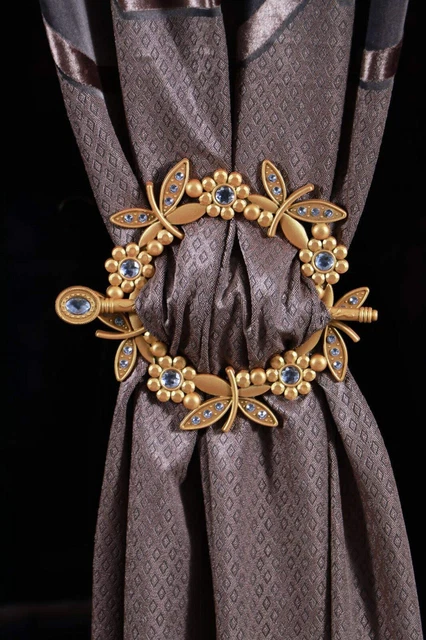 Beautiful Matte Finish Ring Curtain Tiebacks Gold for Room Decor pack of  2