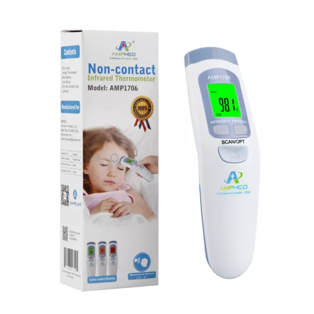 Amplim Forehead Thermometer for Adults, Kids, and Infants: No-Touch Digital Baby