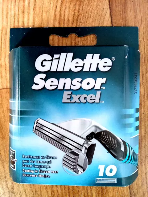 Lames de Rasoir Gillette Sensor Excel Paquet XL 10 Recharges avec Lubrastrip