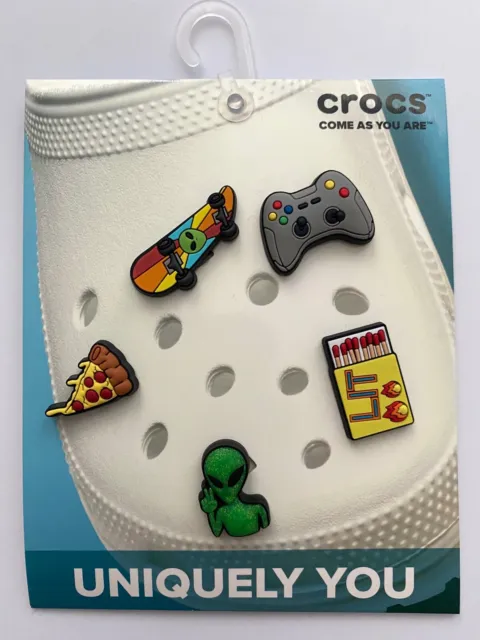 Crocs New Uniquely You The Gamer Pizza Remote LIT Alien Jibbitz Charms 5 Pack