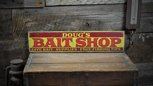 Custom Bait Shop Lake House Sign - Rustic Hand Made Vintage Wooden