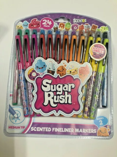Back To School Kids 4 X Scented Scentos Sugar Rush Gel Pens,Highlighters Markers