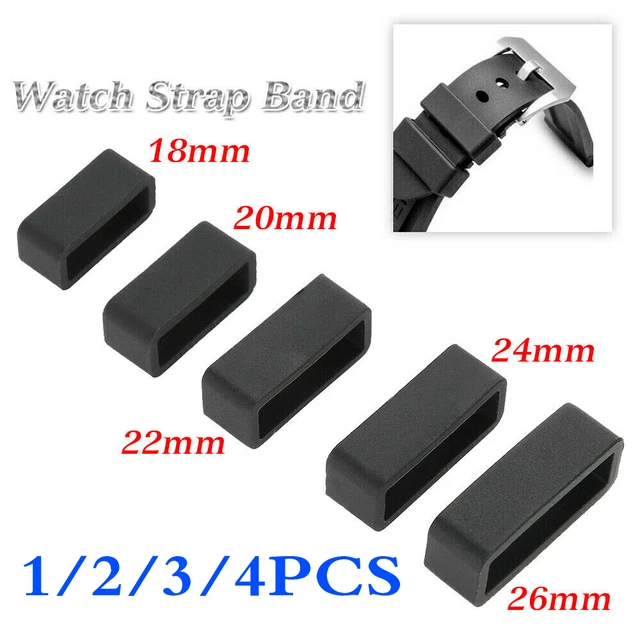 RUBBER PVC BLACK Watch Strap Buckle Band Keeper Hoop Loop Holder