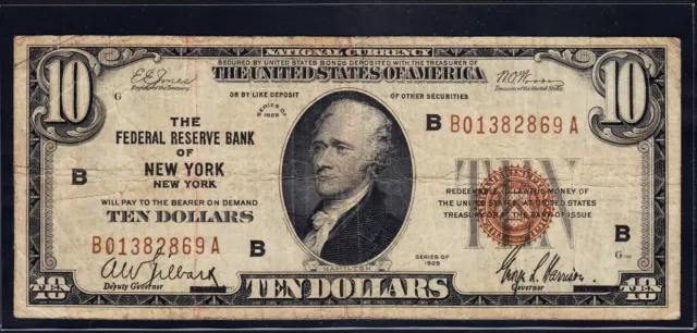 FR.1860-B 1929 New York $10 Federal Reserve Bank Note VF