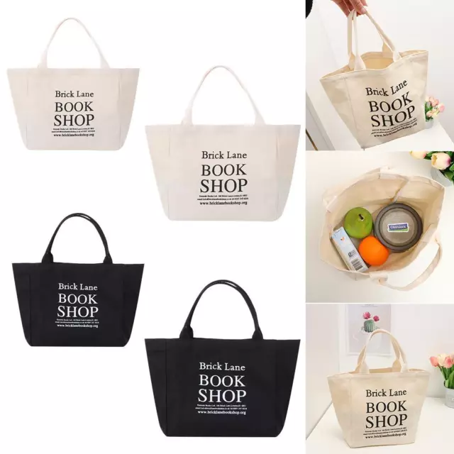 FOOD STORAGE BAGS Lunch Bag Picnic Tote Handbag Pouch Canvas Lunch Box ...