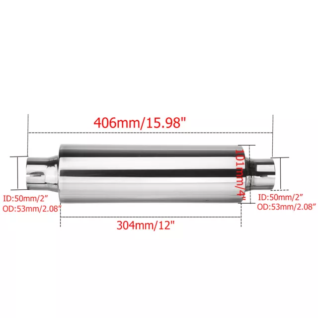 2 Zoll Universel Silencieux D'échappement En Acier Inoxydable Ø101mm 406mm 2