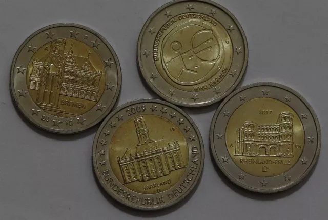 🧭 🇩🇪 Germany 2 Euro - 4 Commemorative Coins B56 #21