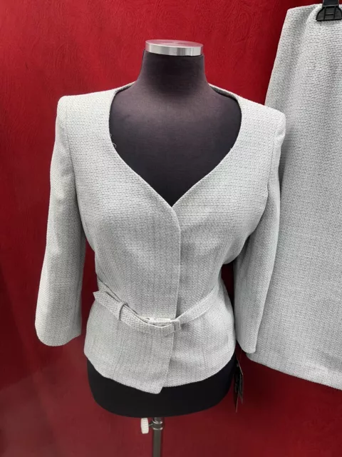 Lesuit Skirt Suit/Silver /Size 6/New With Tag/Retail$240/Lined/Tweed Suit / 2