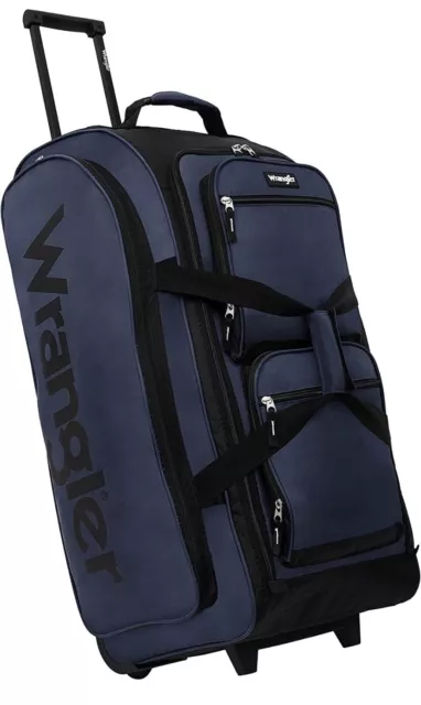 Wrangler Wesley Rolling Duffel Bag Navy Blue Large 30-Inch NEW