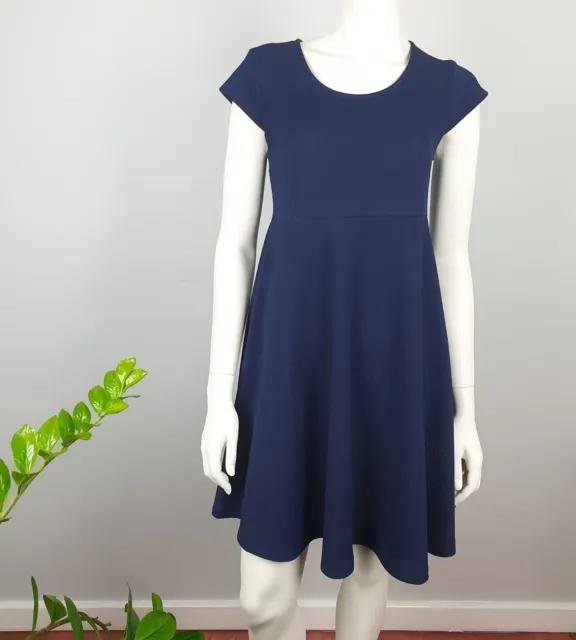 Ripe Maternity Size M, 12 Short A Line Dress Navy Blue Short Sleeve Round Neck