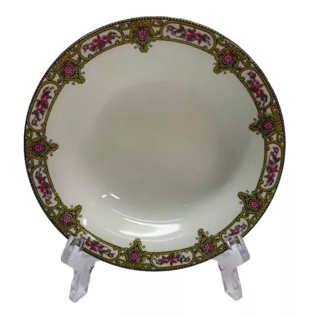 Vintage John Maddock & Sons Royal Vitreous Dessert Bowl Set (3) Gold Scroll Pink