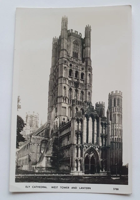 Unposted Vintage Photochrom Postcard - Ely Cathedral. West Tower & Lantern  (b)