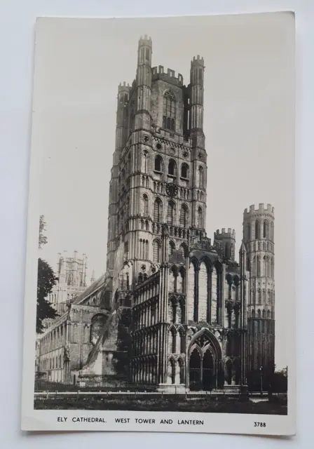 Unveröffentlicht Vintage Photochrom Postkarte - Ely Kathedrale. Westturm & Laterne (b)
