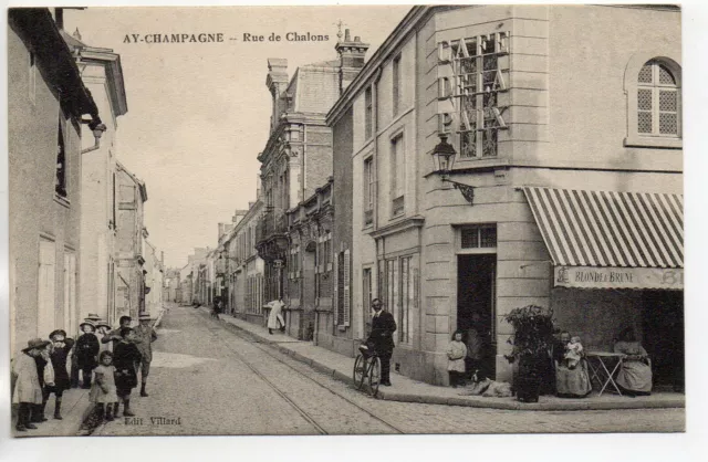 AY - Marne - CPA 51 - Rue de Chalons - Café de la Paix