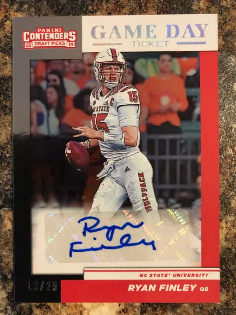Ryan Finley 2019 Panini Contenders Draft Game Day Ticket Auto 18/25 NC State