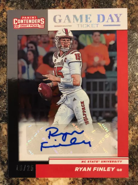 Ryan Finley 2019 Panini Contenders Draft Game Day Ticket Auto 18/25 NC State