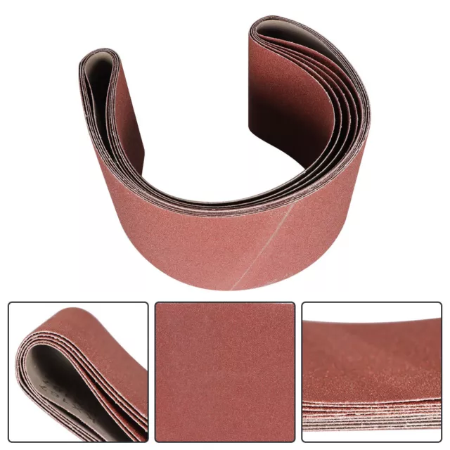 5 Pack 6 Inch X 48 Inch 80 Grit Premium Aluminum Sanding Belts Red Sandpaper New 3