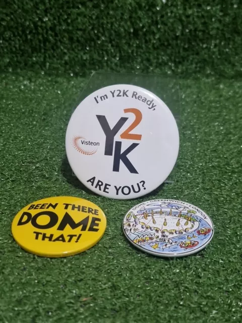 Vintage Millennium Dome Y2K Pin Badge Collection x 3