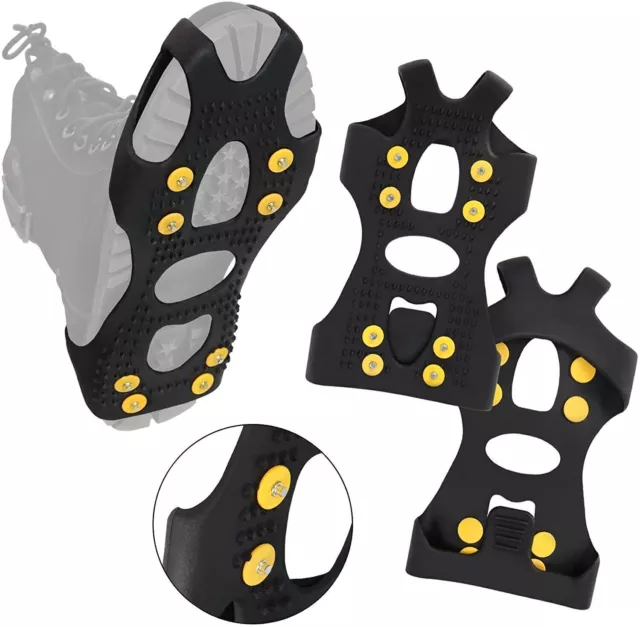 Slip On Snow Ice Mud Anti Slip Grippers Boots Shoes Steel Studs Hiking Climbing 2