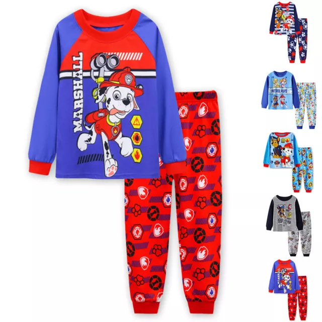 Cartoon Kids Boys Girls Long Sleeve T-Shirt Pants Outfit Set Pyjamas Sleepwear.
