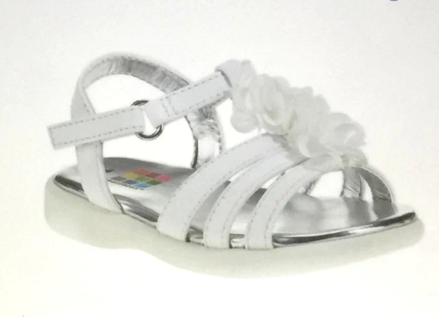 Healthtex Size 6 Infant Toddler Girls' Dressy Strappy Sandal Shoes White Flowers