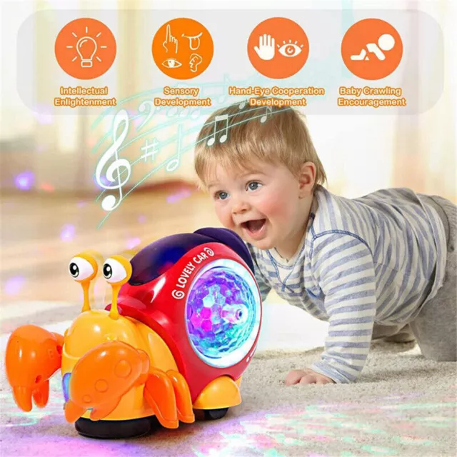 Infant Baby Child LED Light Crawling Crab Musical Educational Toys Interactive