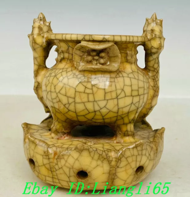 4" China Song Dynasty Ge Kiln Porzellan Lotusblüte Weihrauch Räuchergefäß 3