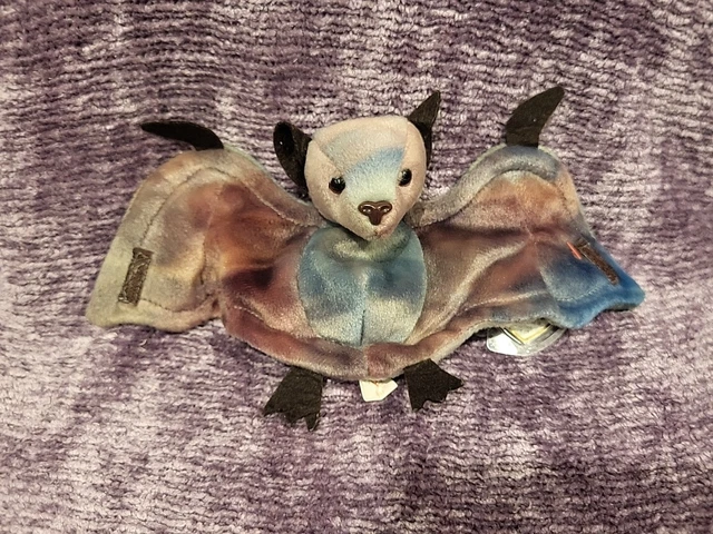 Ty Beanie Baby Tie Dye Batty Bat - 1996 - PVC pellets - With Tag and protector