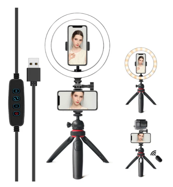 3 in 1 10 inch LED Ring Lights With Tripod Stand & Phone Holder for Selfie